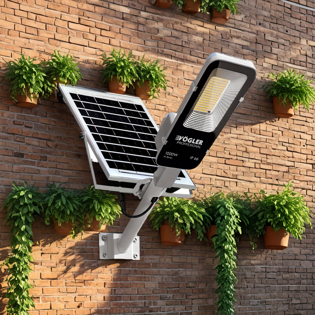 Lampe solaire puissante, capteur crépusculaire, télécommande, Vögler Professional 1000W