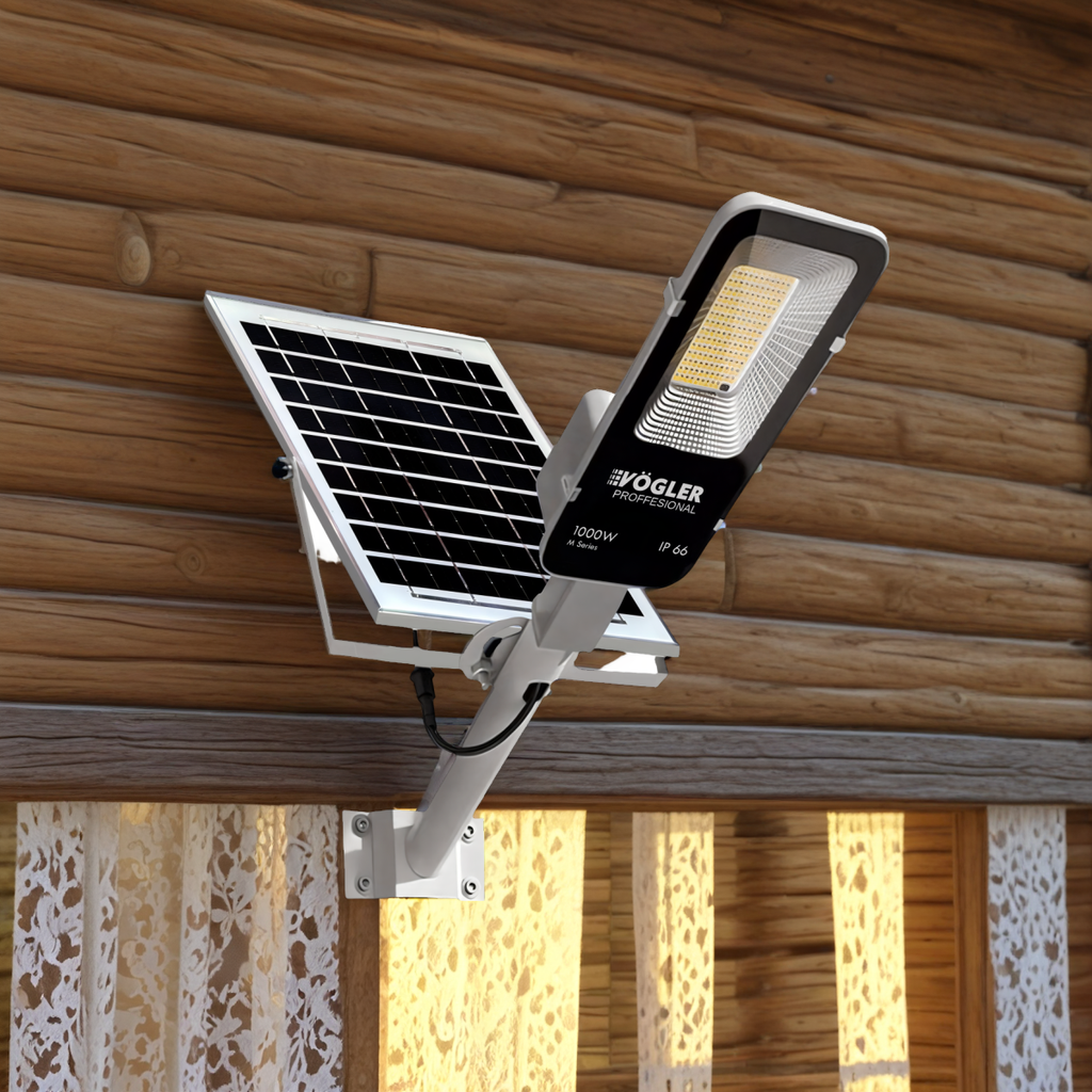 Lampe solaire puissante, capteur crépusculaire, télécommande, Vögler Professional 1000W