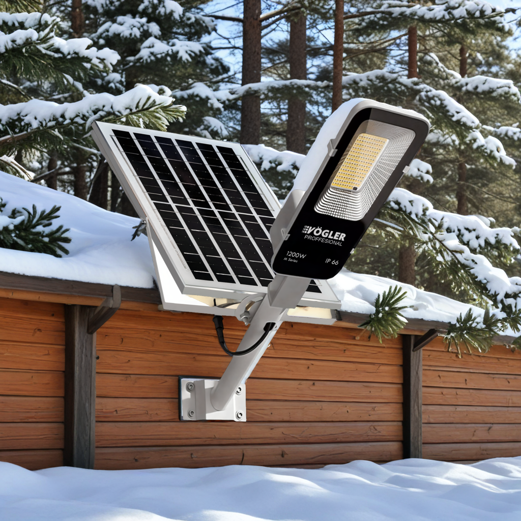 Lampe solaire puissante, capteur crépusculaire, télécommande, Vögler Professional 1200W