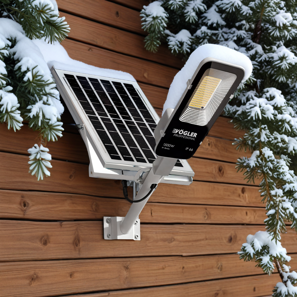 Lampe solaire puissante, capteur crépusculaire, télécommande, Vögler Professional 1500W