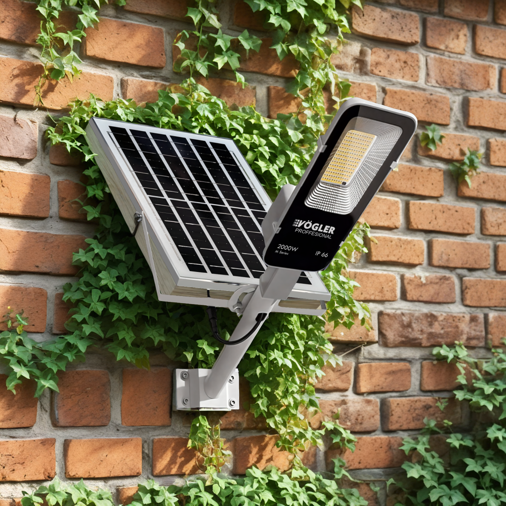 Lampe solaire puissante, capteur crépusculaire, télécommande, Vögler Professional 2000W