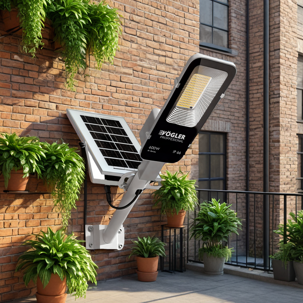 Lampe solaire puissante, capteur crépusculaire, télécommande, Vögler Professional  600W