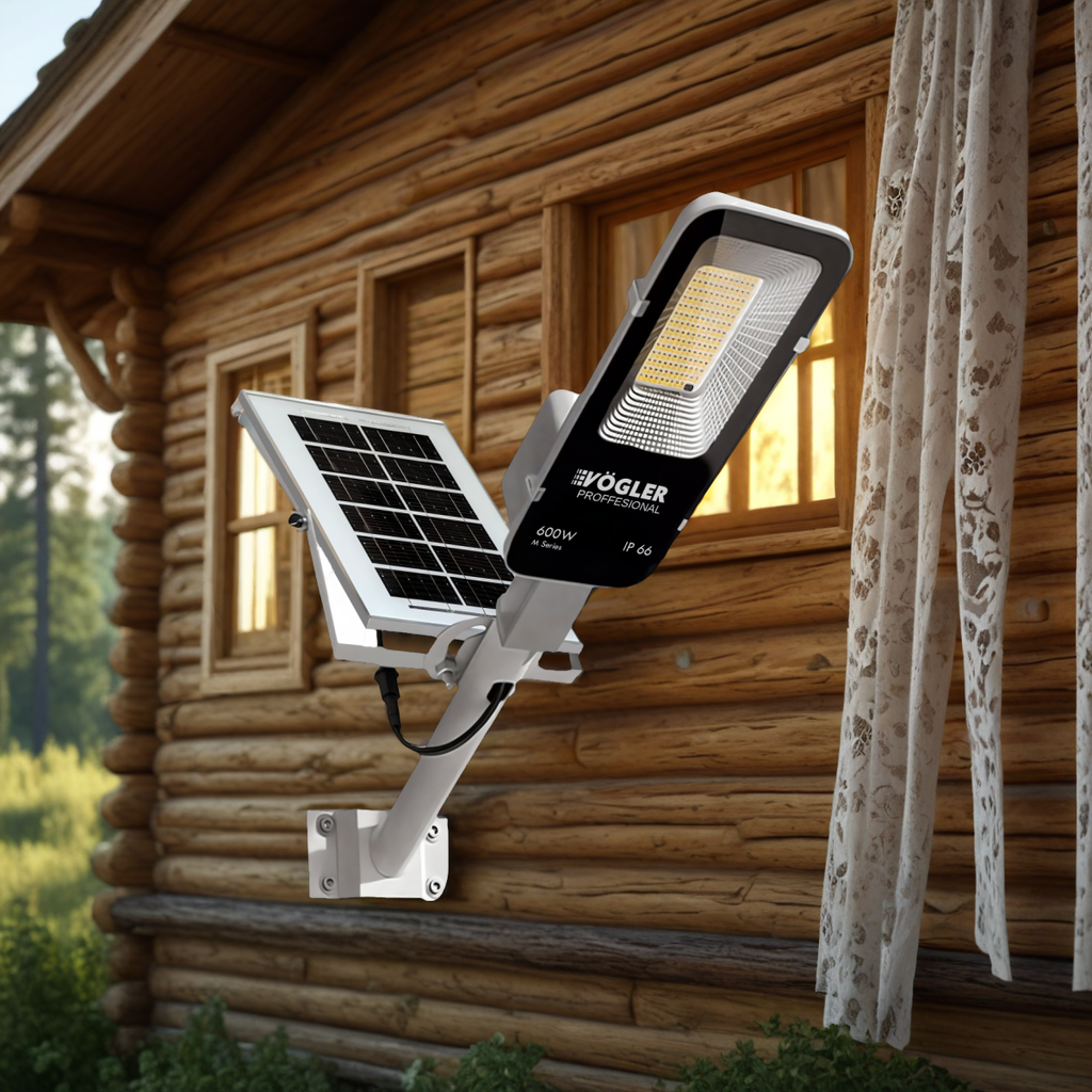 Lampe solaire puissante, capteur crépusculaire, télécommande, Vögler Professional  600W