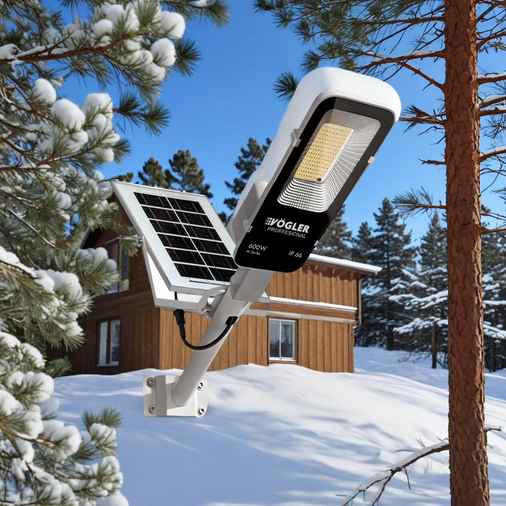 Lampe solaire puissante, capteur crépusculaire, télécommande, Vögler Professional  600W
