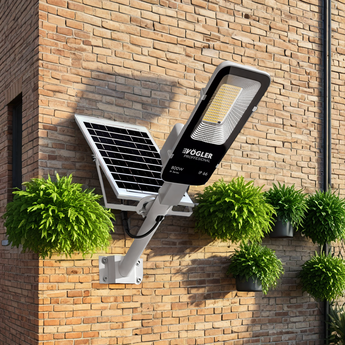 Lampe solaire puissante, capteur crépusculaire, télécommande, Vögler Professional 800W