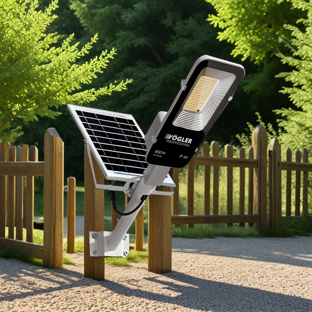 Lampe solaire puissante, capteur crépusculaire, télécommande, Vögler Professional 800W