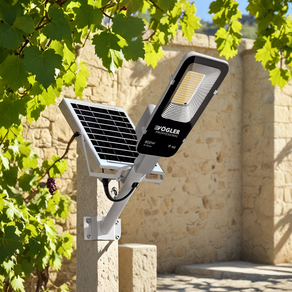 Lampe solaire puissante, capteur crépusculaire, télécommande, Vögler Professional 800W