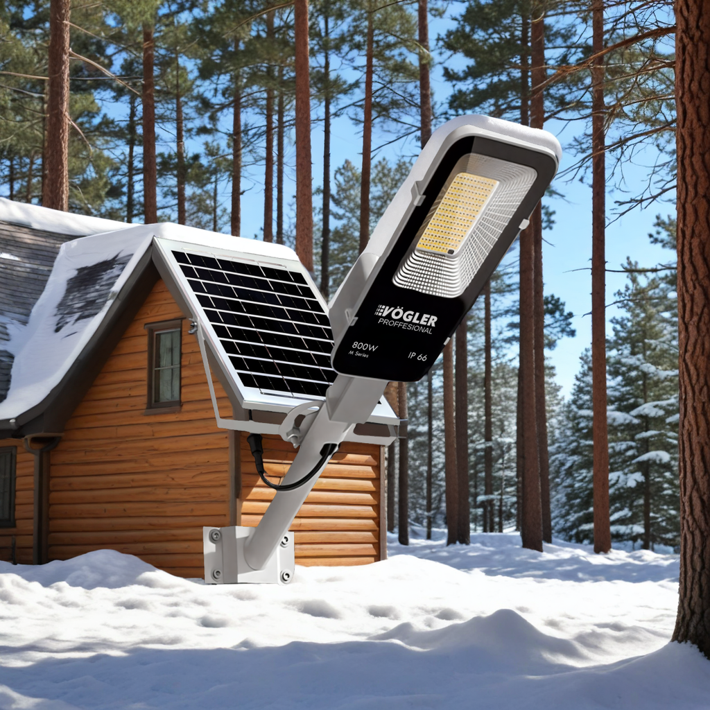 Lampe solaire puissante, capteur crépusculaire, télécommande, Vögler Professional 800W