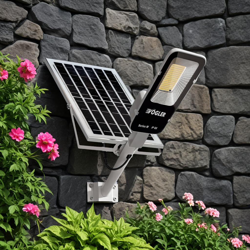 Lampe solaire puissante, capteur crépusculaire, télécommande, Vögler Série M 2000W