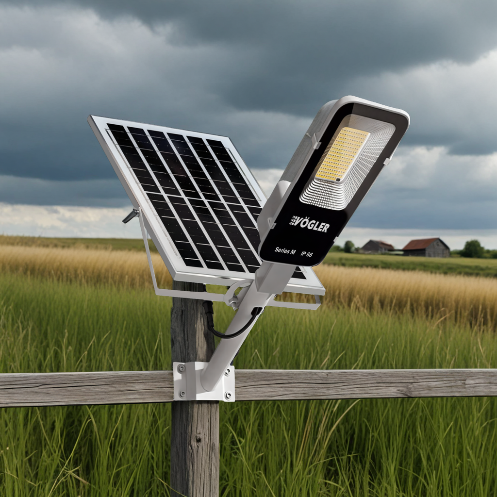 Lampe solaire puissante, capteur crépusculaire, télécommande, Vögler Série M 2000W