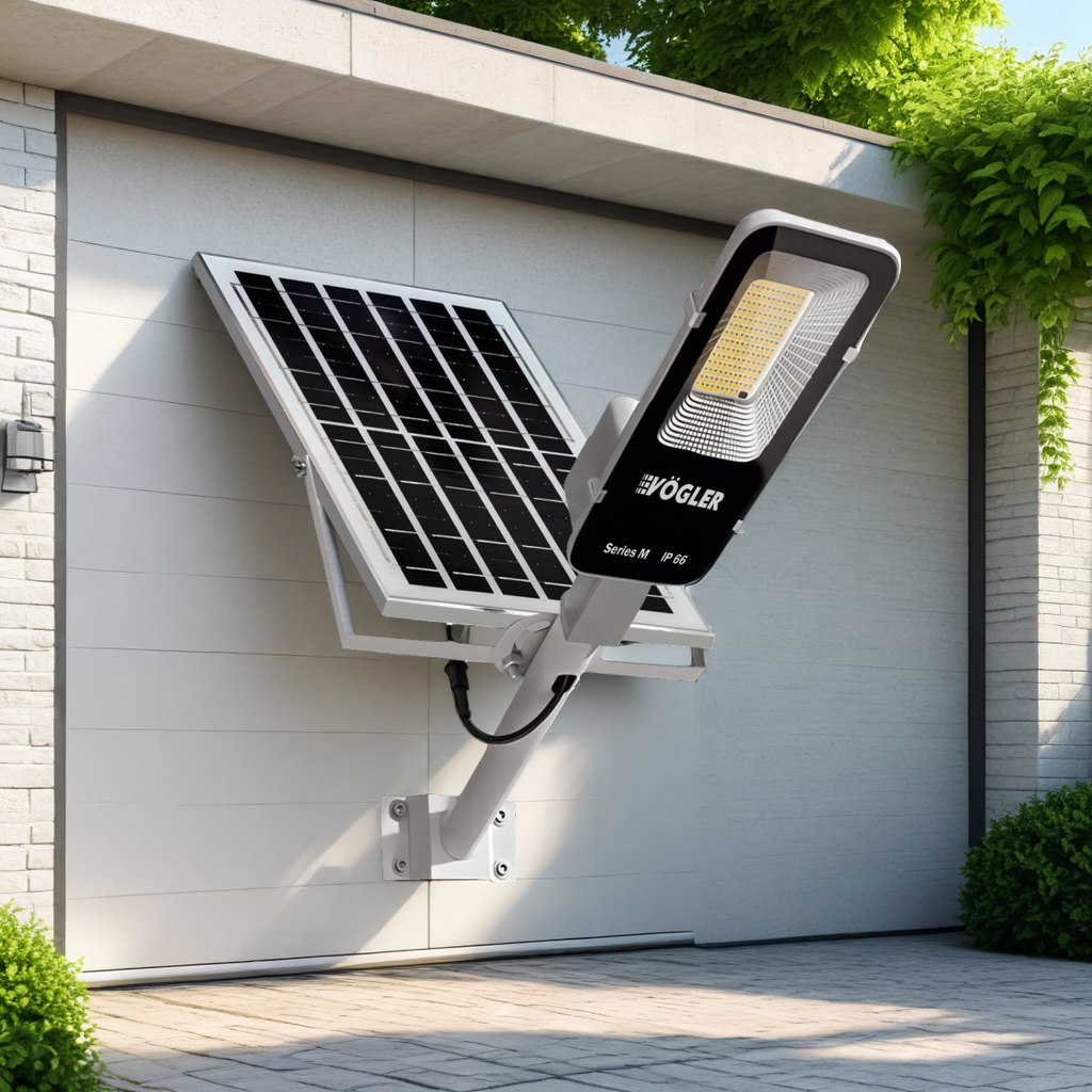 Lampe solaire puissante, capteur crépusculaire, télécommande, Vögler Série M 2000W