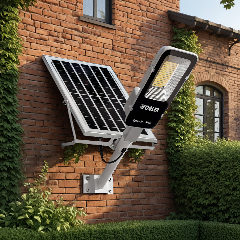 Lampe solaire puissante, capteur crépusculaire, télécommande, Vögler Série M 2000W