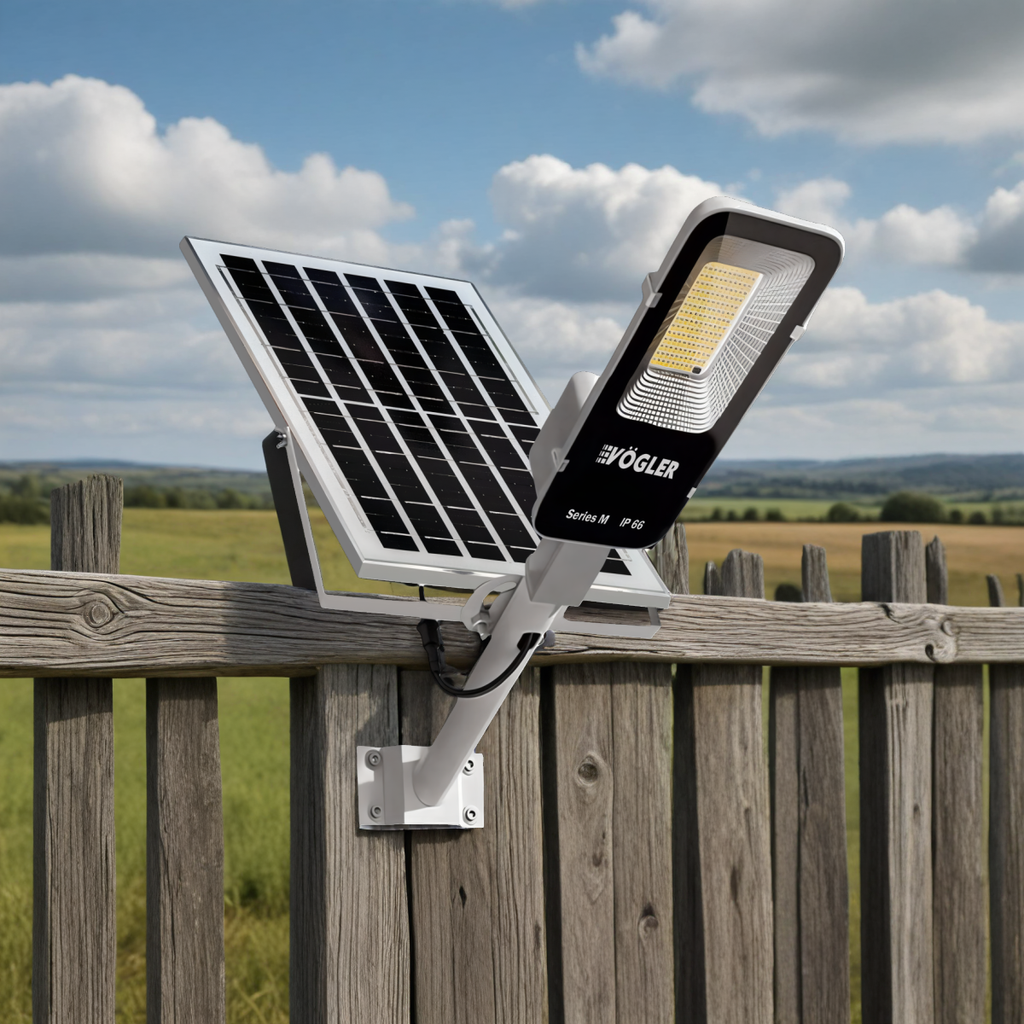 Lampe solaire puissante, capteur crépusculaire, télécommande, Vögler Série M 2000W